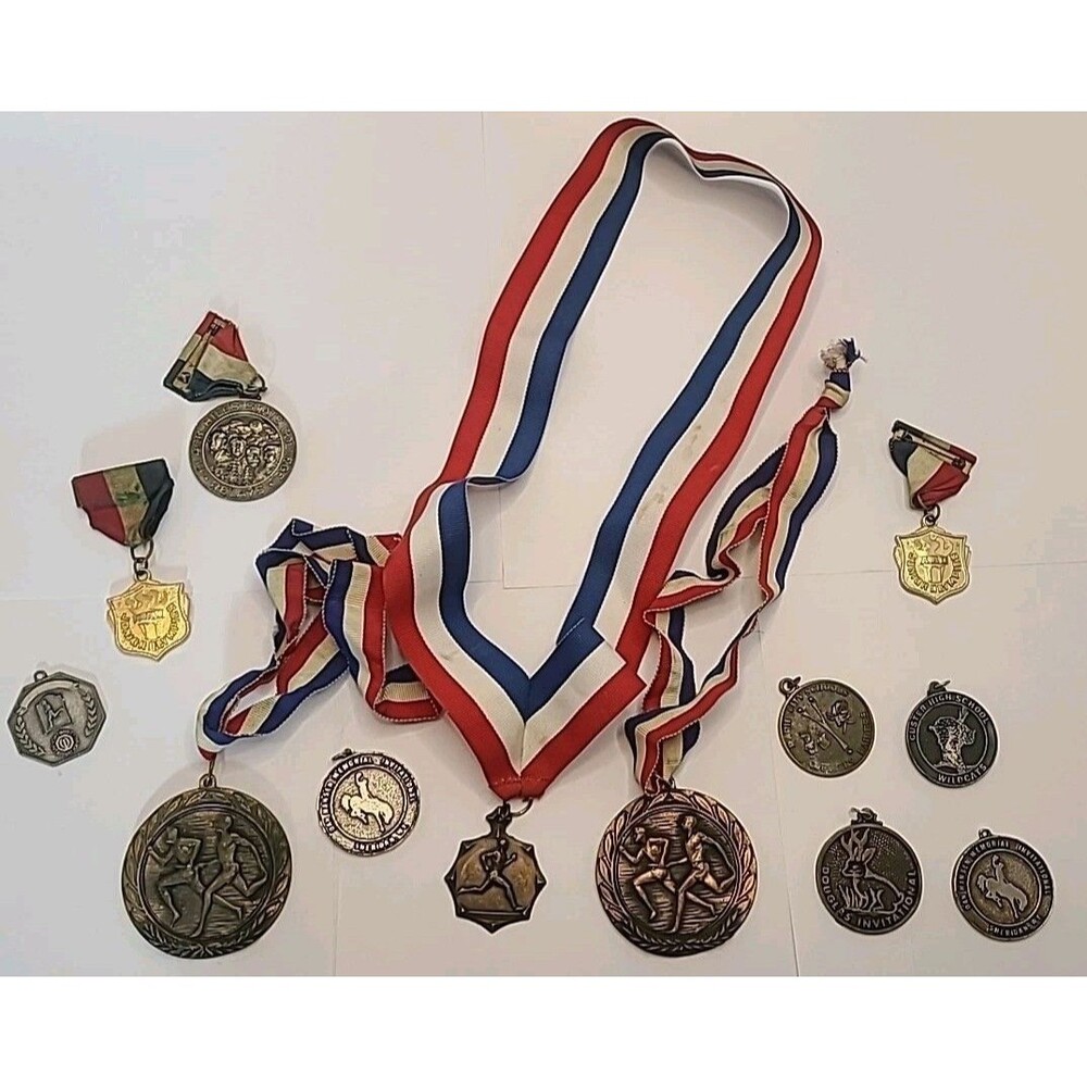 Vintage Sport Medals 1980s Lot of 12